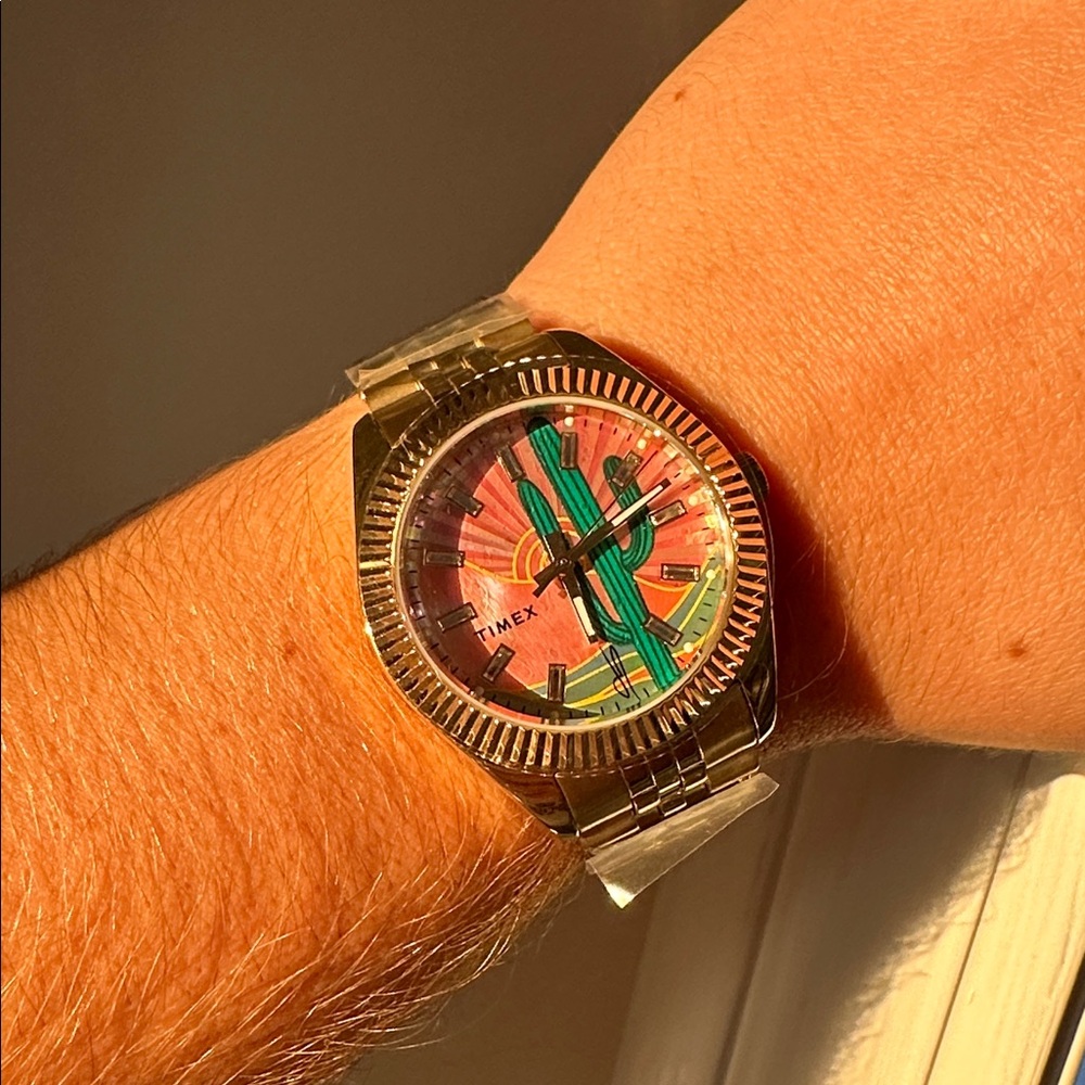 Jacquie Aiche Gold Tone Watch with Pink and Green Dial - Picture 7 of 8